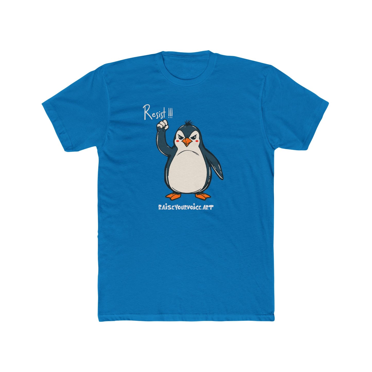 Penguins unite against Tariffs Unisex Cotton Crew Tee – Resist Penguin t-shirt