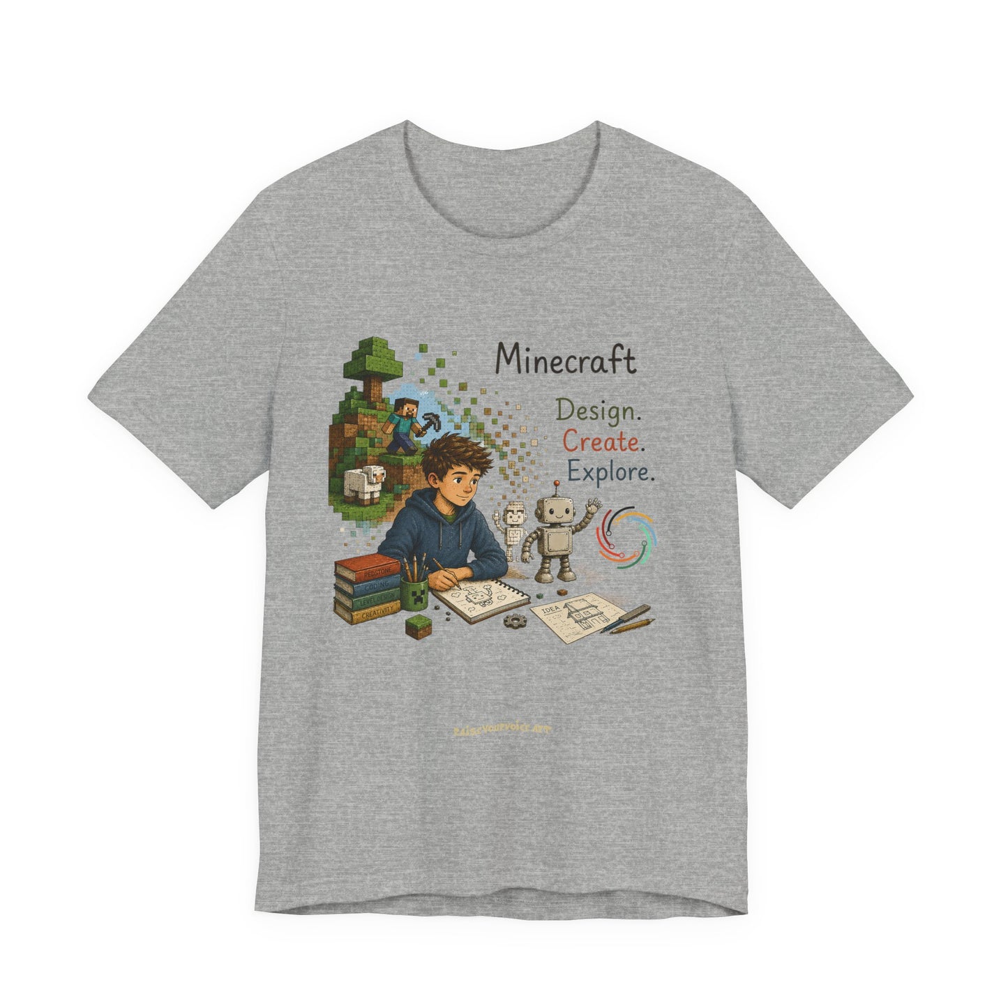 Coding for Kids Minecraft Design Create Explore  – Unisex Jersey Short Sleeve Tee