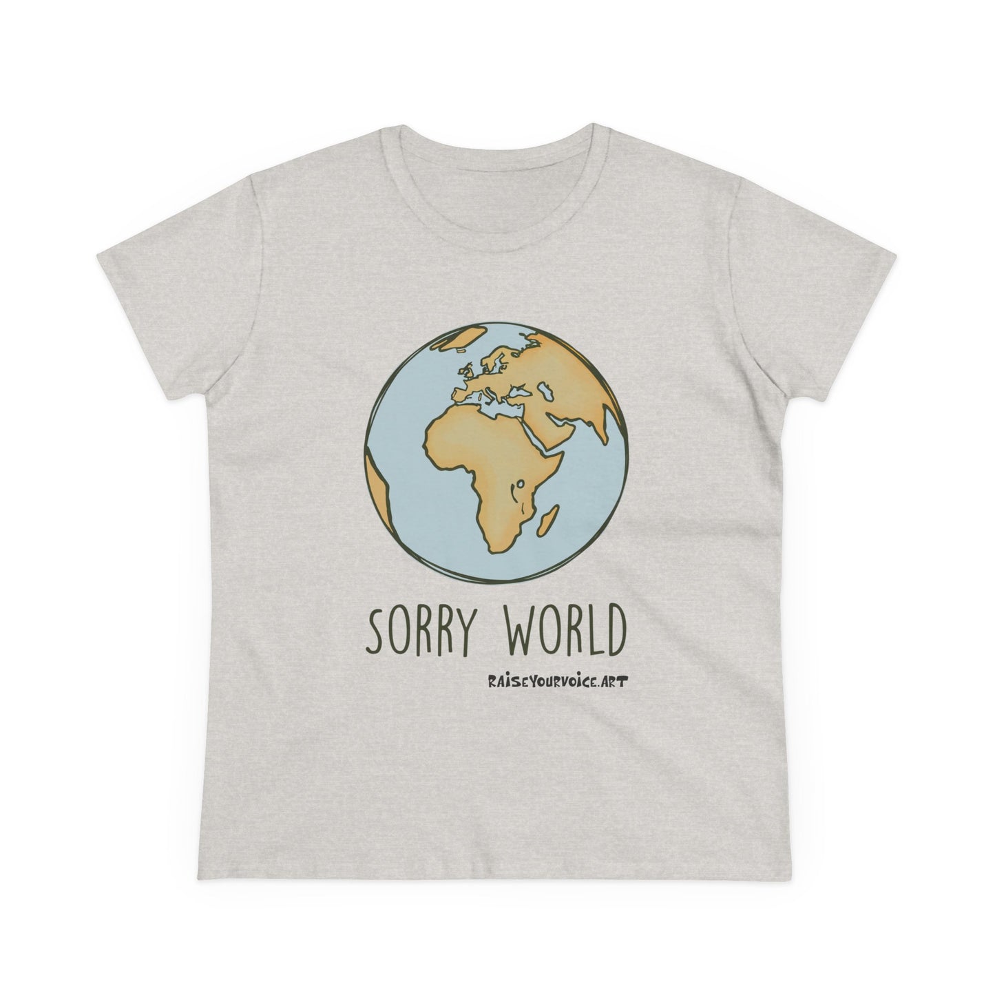 Earth-Inspired Sorry World Tee, Casual Cotton T-Shirt