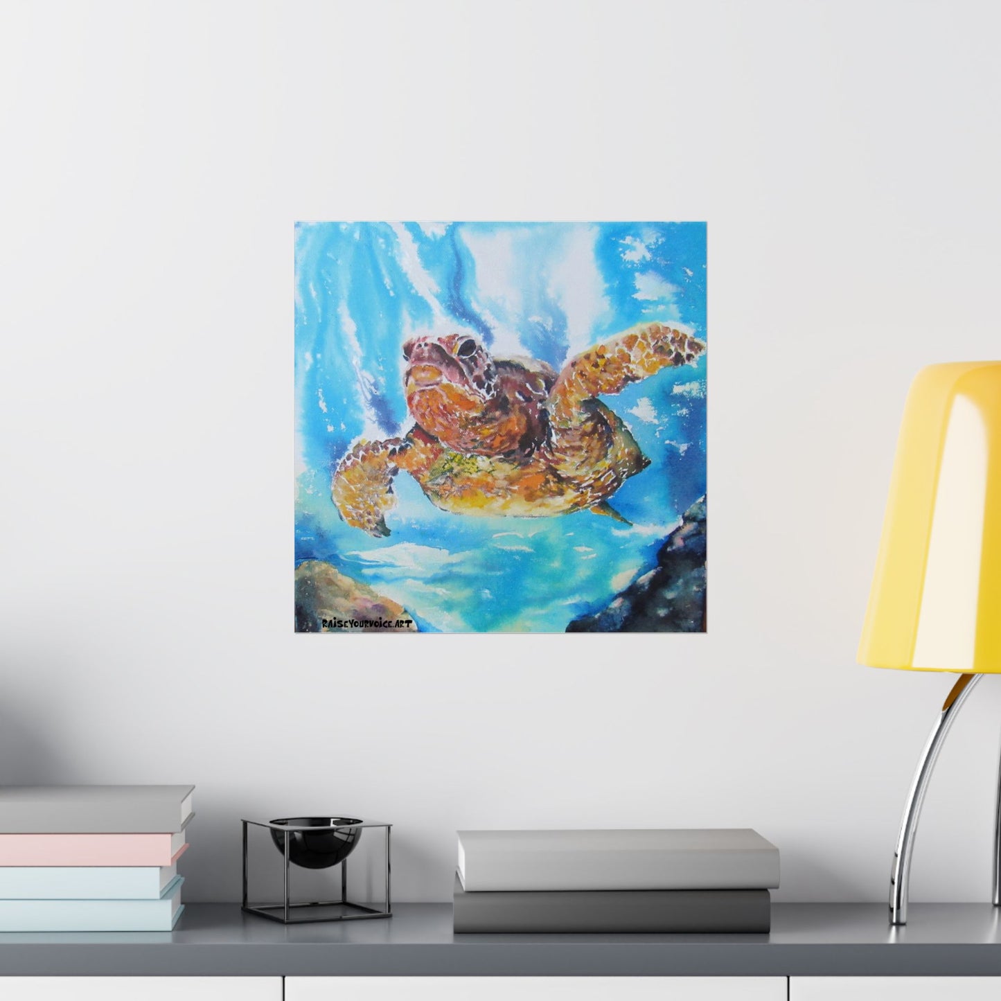 Ocean-Inspired Matte Horizontal Poster with Sea Turtle Art – Perfect for Beach Lovers
