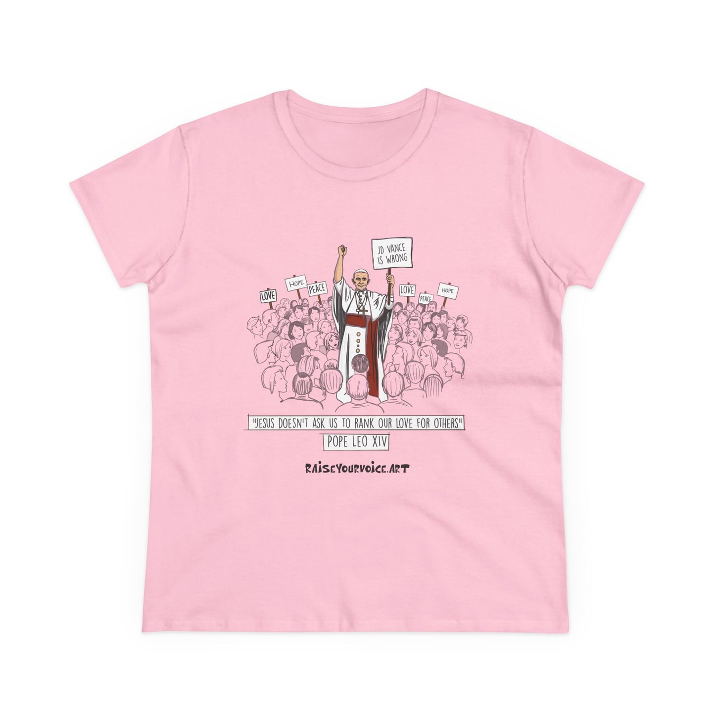 Inspirational Pope Leo Women's Midweight Cotton Tee - 'Love for Others' Pop Leo XIV Design