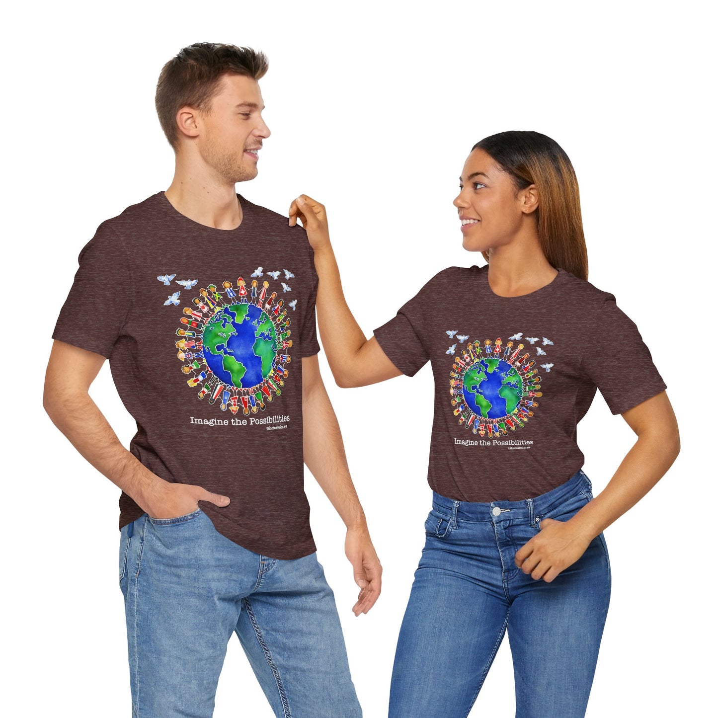 Imagine the Possibilities, Earth Unity Unisex Jersey Tee - Short Sleeve T-Shirt for Global Awareness