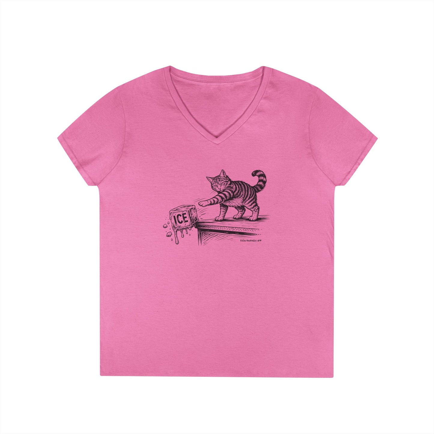 Methods of Resistance: Refusal, cats against ice, women's v-neck tee