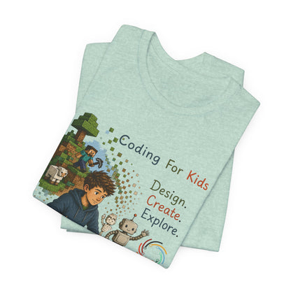 Coding for Kids Game Design Create Explore  – Unisex Jersey Short Sleeve Tee