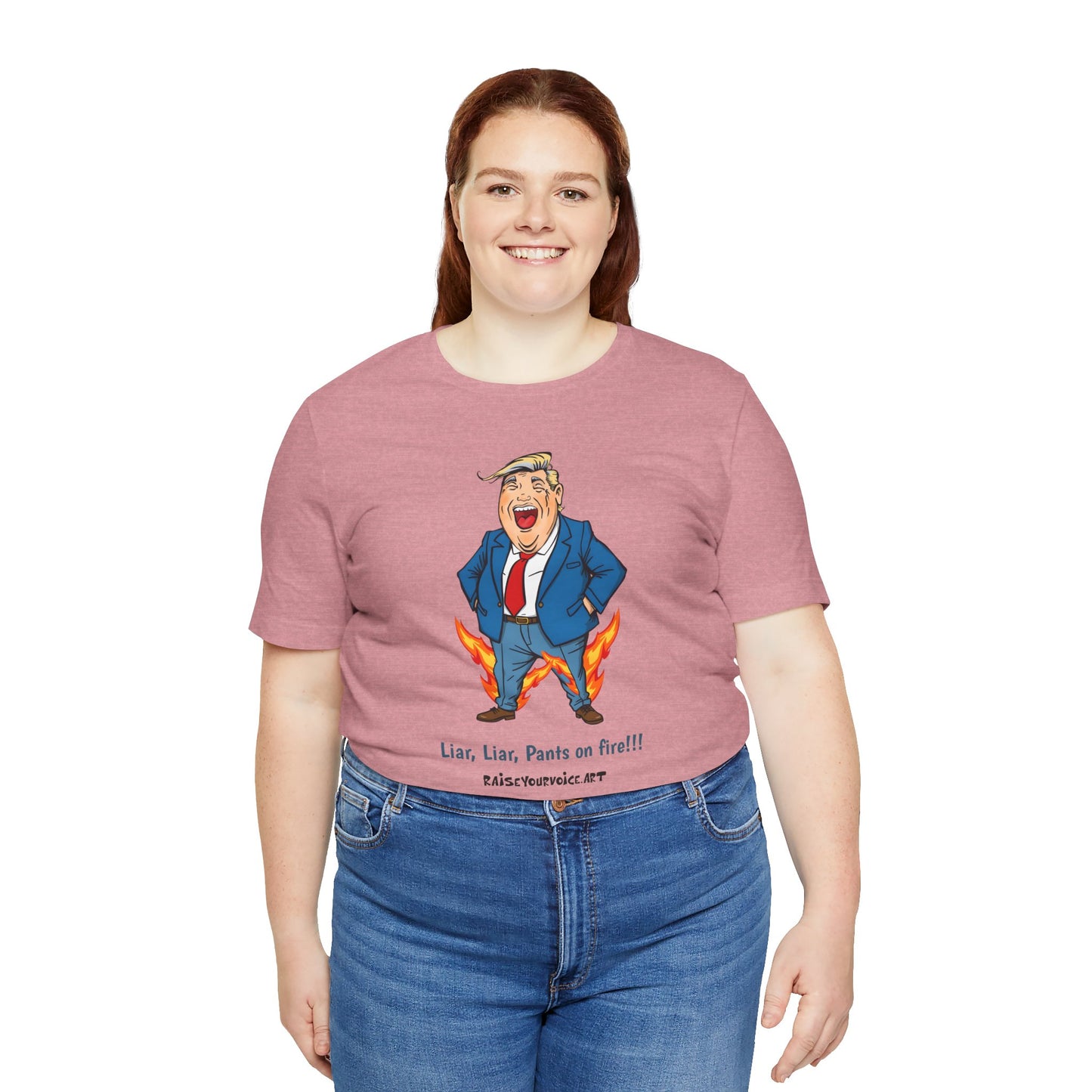 Funny Liar T-Shirt - Unisex Jersey Short Sleeve Tee with Humorous Political Cartoon