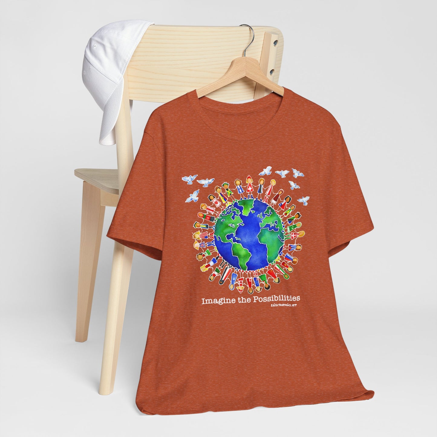 Imagine the Possibilities, Earth Unity Unisex Jersey Tee - Short Sleeve T-Shirt for Global Awareness