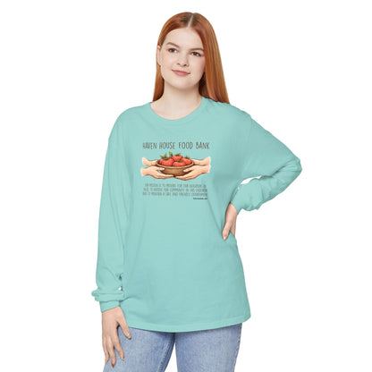 Haven House Food Bank mission statement, long sleeve tee