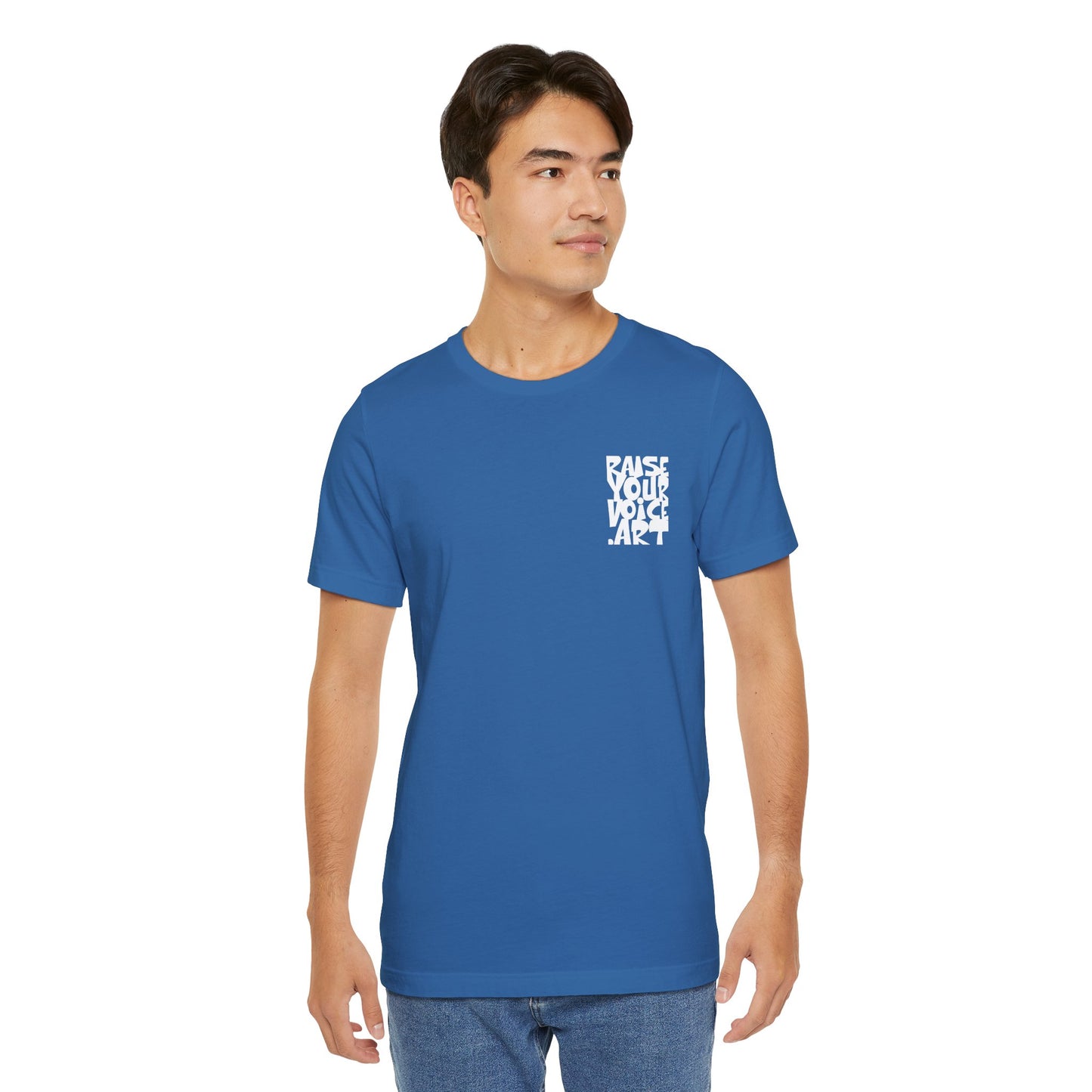 The Montana Plan, Real People, Who Do They Work For? image on the back, Unisex Jersey Short Sleeve Tee