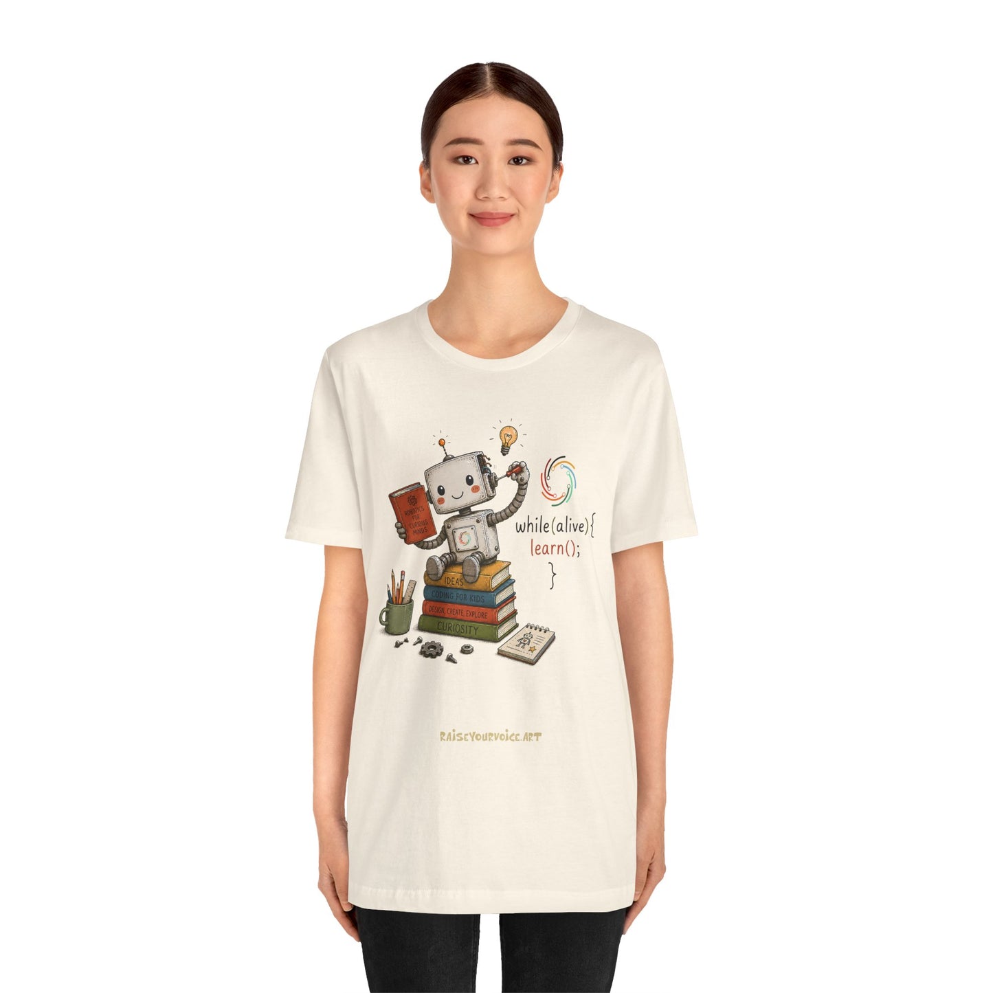 Coding for Kids while (alive) {learn ();} – Unisex Jersey Short Sleeve Tee
