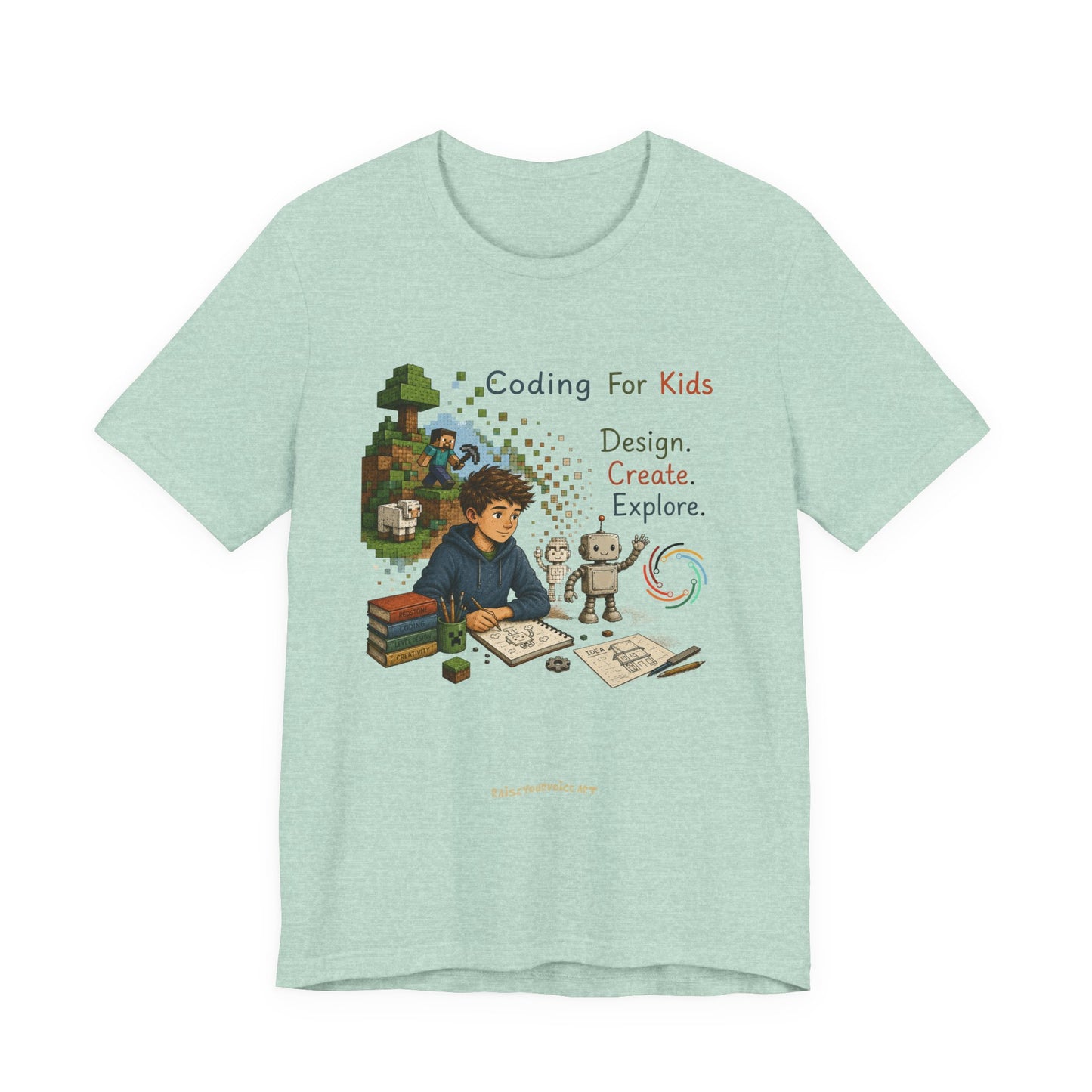 Coding for Kids Game Design Create Explore  – Unisex Jersey Short Sleeve Tee