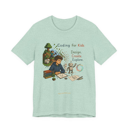 Coding for Kids Game Design Create Explore  – Unisex Jersey Short Sleeve Tee