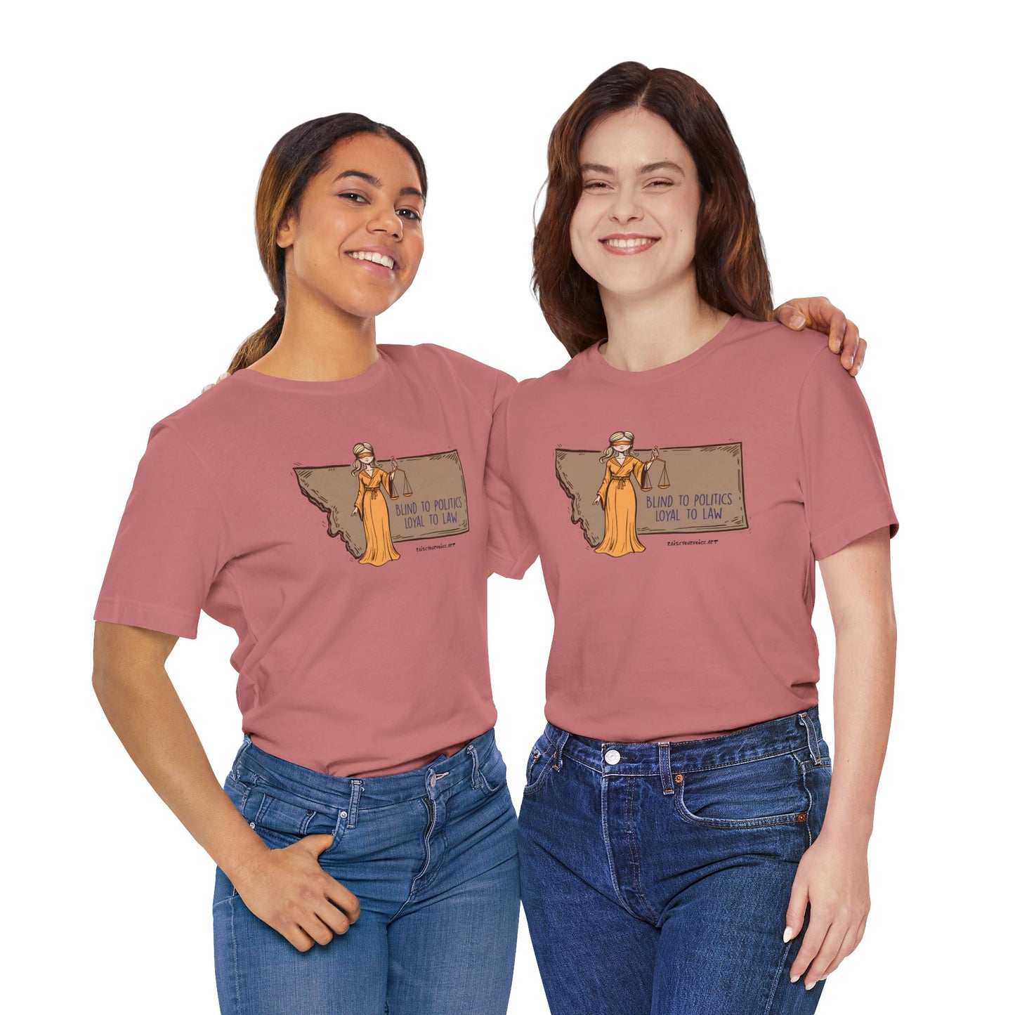 Blind to Politics, Loyal to Law, unisex tee