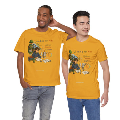 Coding for Kids Game Design Create Explore  – Unisex Jersey Short Sleeve Tee