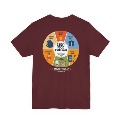 Stevi Food Program in the round, image front and bak – Unisex Jersey Short Sleeve Tee