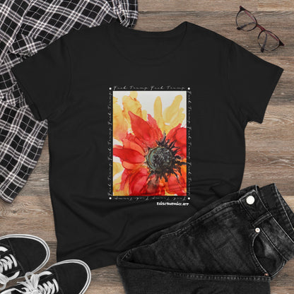 Women's Floral Midweight Cotton Tee, Comfortable Graphic Shirt, Summer Casual Wear, Gift for Her, Nature Lover's Fashion