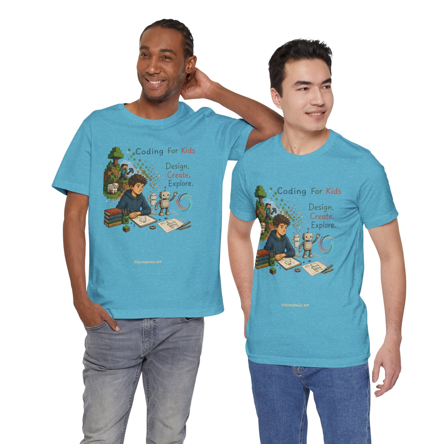 Coding for Kids Game Design Create Explore  – Unisex Jersey Short Sleeve Tee