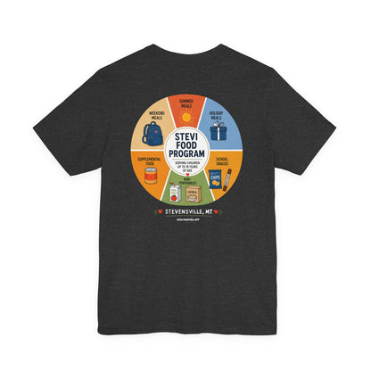 Stevi Food Program in the round, image front and bak – Unisex Jersey Short Sleeve Tee