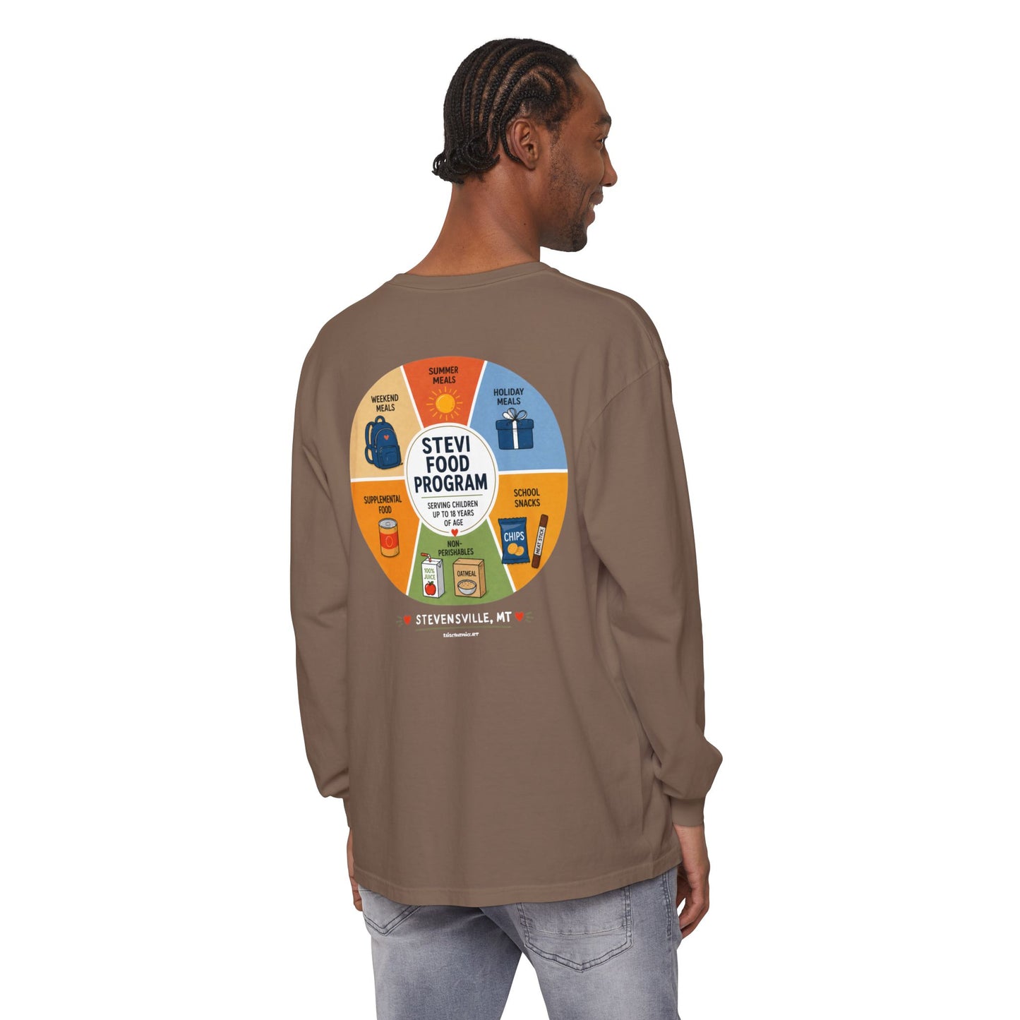 Stevi Food Program in the round, image on the back - Unisex Long Sleeve