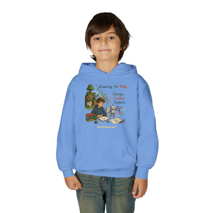 Coding For Kids Game Design Create Explore  – Youth Heavy Blend Hooded Sweatshirt