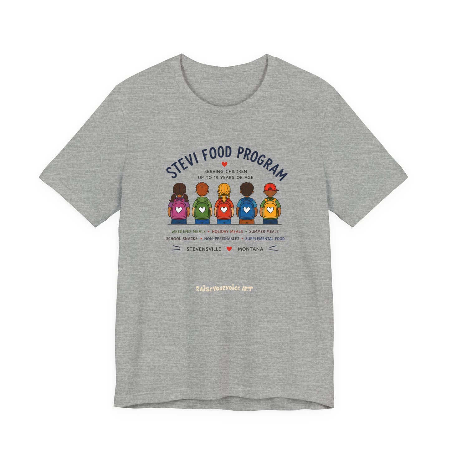 Stevi Food Program Backpacks – Unisex Jersey Short Sleeve Tee