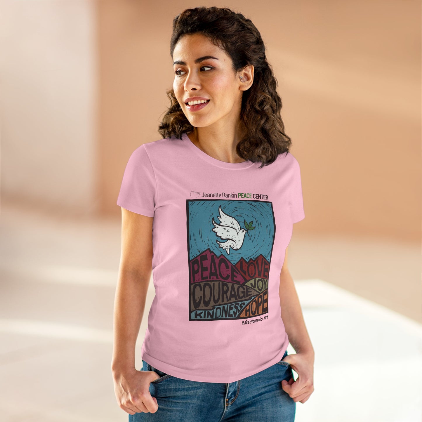 Jeanette Rankin Peace Center Women's Midweight Cotton Tee