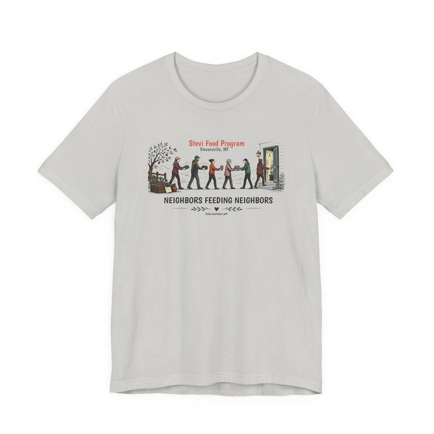 Neighbors Feeding Neighbors, Stevi Food Program, Unisex Jersey Short Sleeve Tee