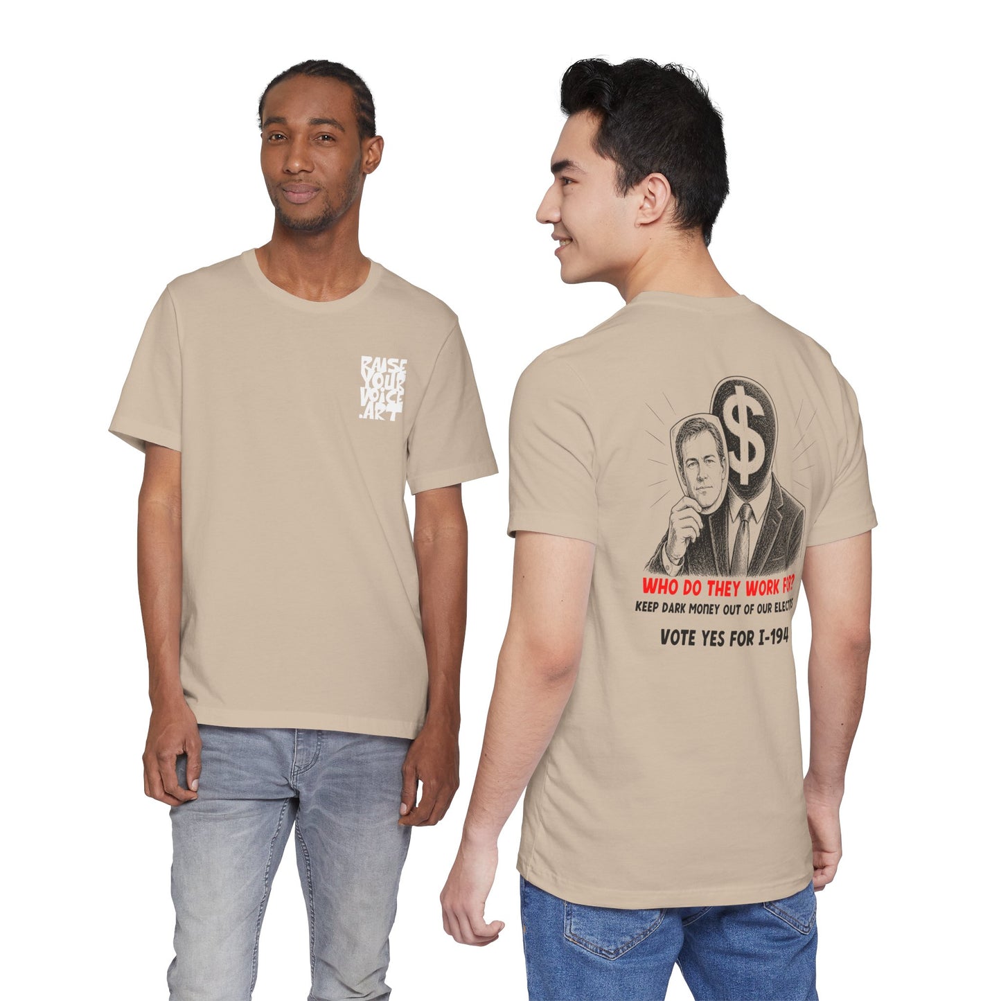 The Montana Plan, Who Do They Work For?, image on the back, Unisex Jersey Short Sleeve Tee