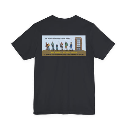 The Montana Plan, Real People, image on the back, Unisex Jersey Short Sleeve Tee