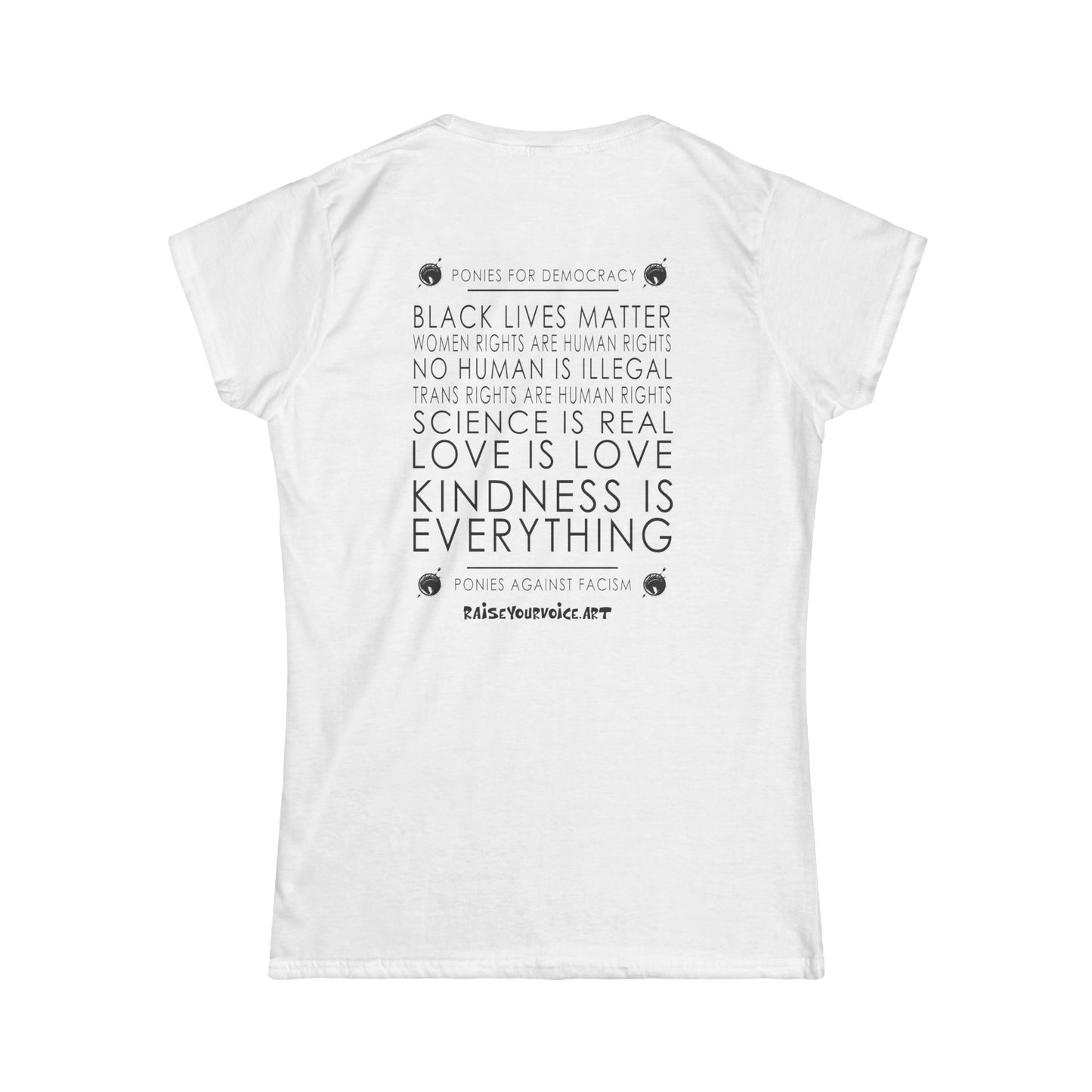 The Blue Pony Club - women's  Softstyle Tee - Blue Pony Club & Equality Messages