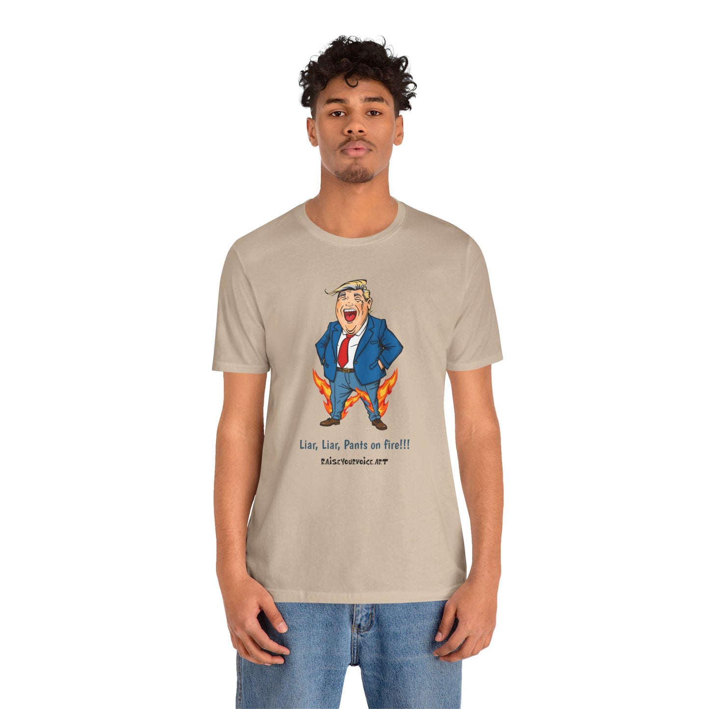 Funny Liar T-Shirt - Unisex Jersey Short Sleeve Tee with Humorous Political Cartoon