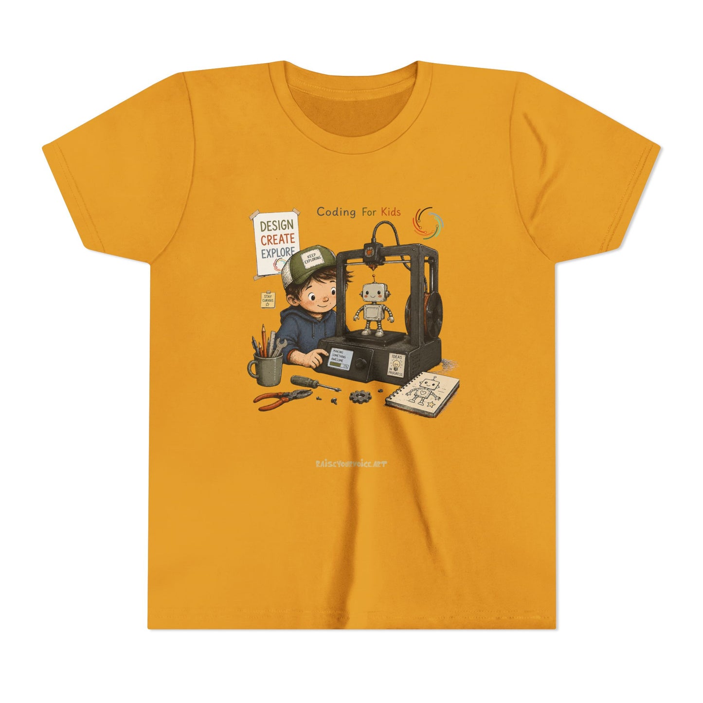 Coding for Kids 3D printing – Youth Short Sleeve Tee