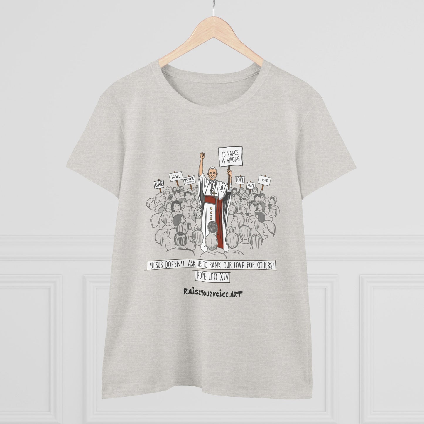 Inspirational Pope Leo Women's Midweight Cotton Tee - 'Love for Others' Pop Leo XIV Design