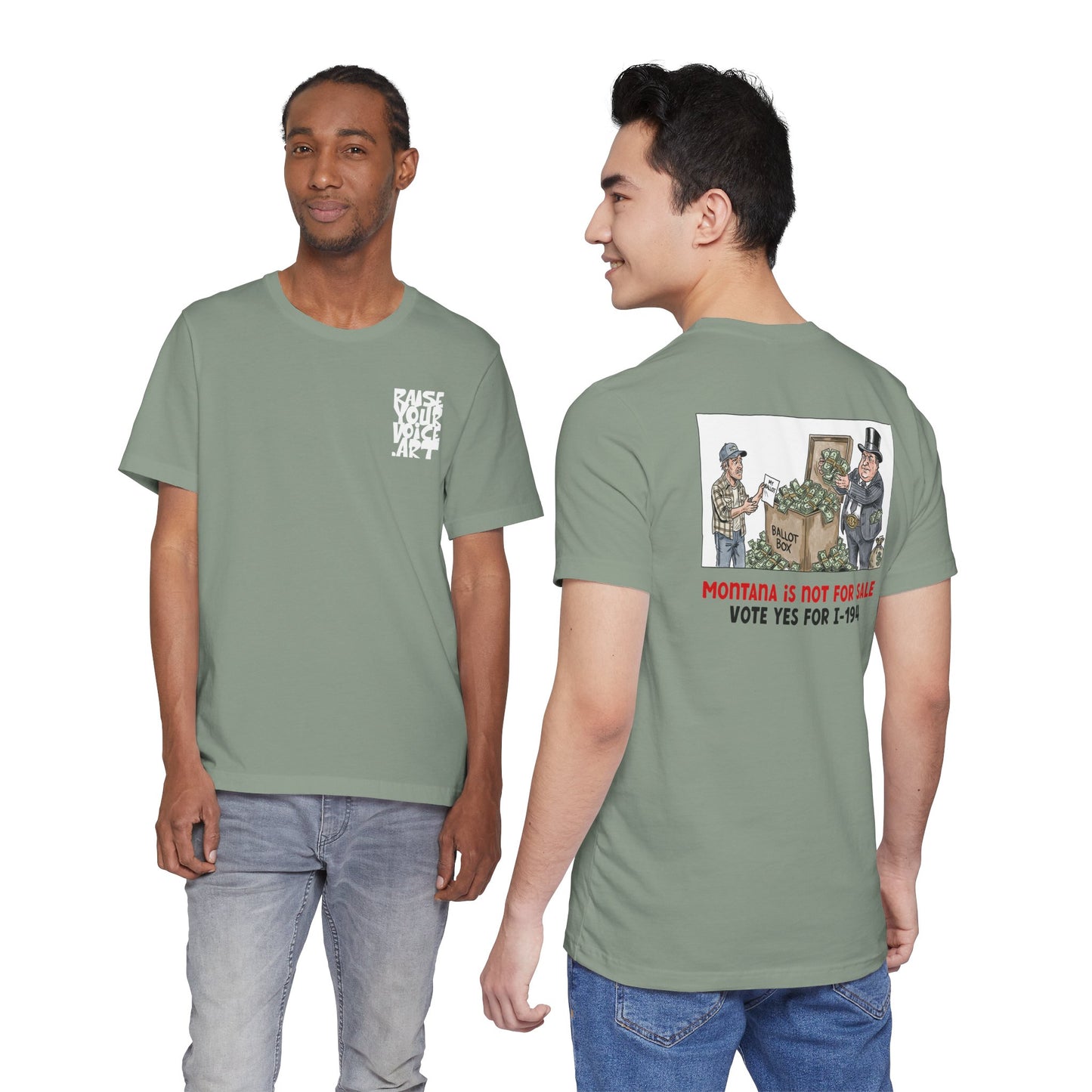 The Montana Plan, Ballot Box, image on the back, Unisex Jersey Short Sleeve Tee
