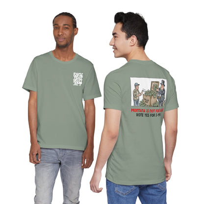 The Montana Plan, Ballot Box, image on the back, Unisex Jersey Short Sleeve Tee