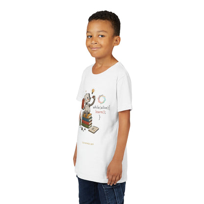 Coding for Kids while (alive) {learn ();} – Youth Short Sleeve Tee