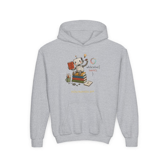 Coding for Kids while (alive) {learn ();} – Youth Heavy Blend Hooded Sweatshirt