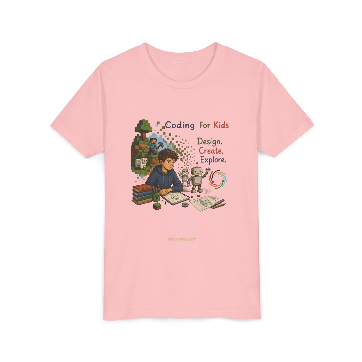 Coding For Kids Game Design Create Explore  – Youth Short Sleeve Tee