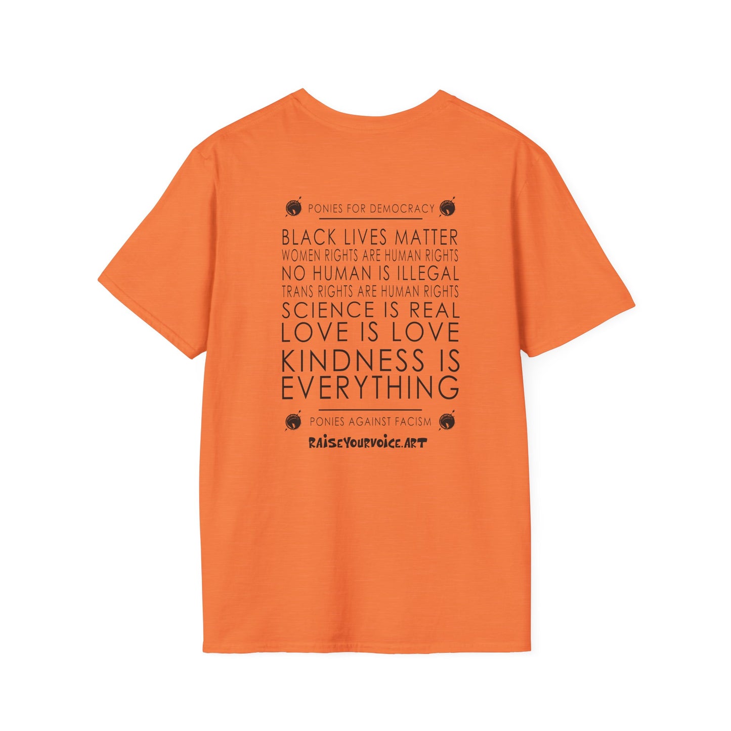 Blue Pony Club & Social Justice Message - Unisex Softstyle T-Shirt