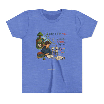 Coding For Kids Game Design Create Explore  – Youth Short Sleeve Tee