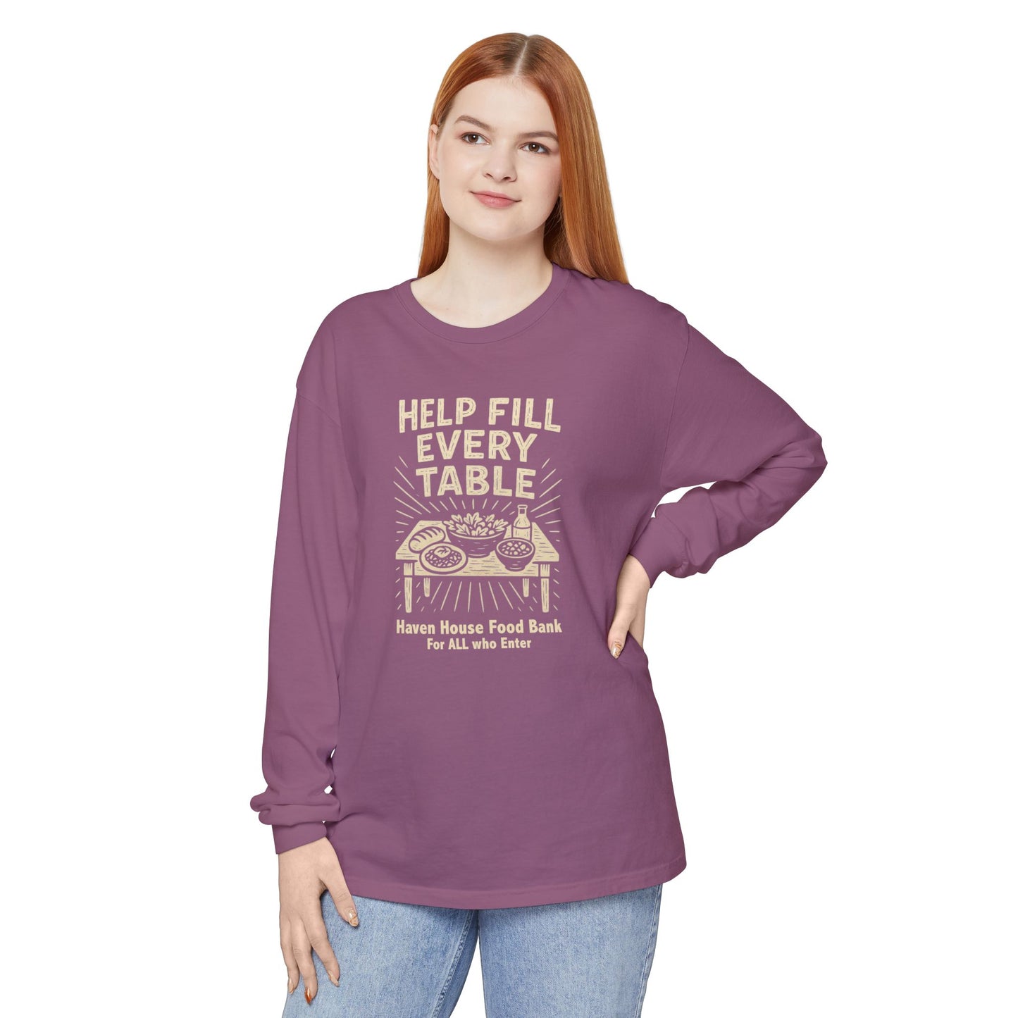 Help Fill Every Table, Haven House Food Bank, long sleeve tee