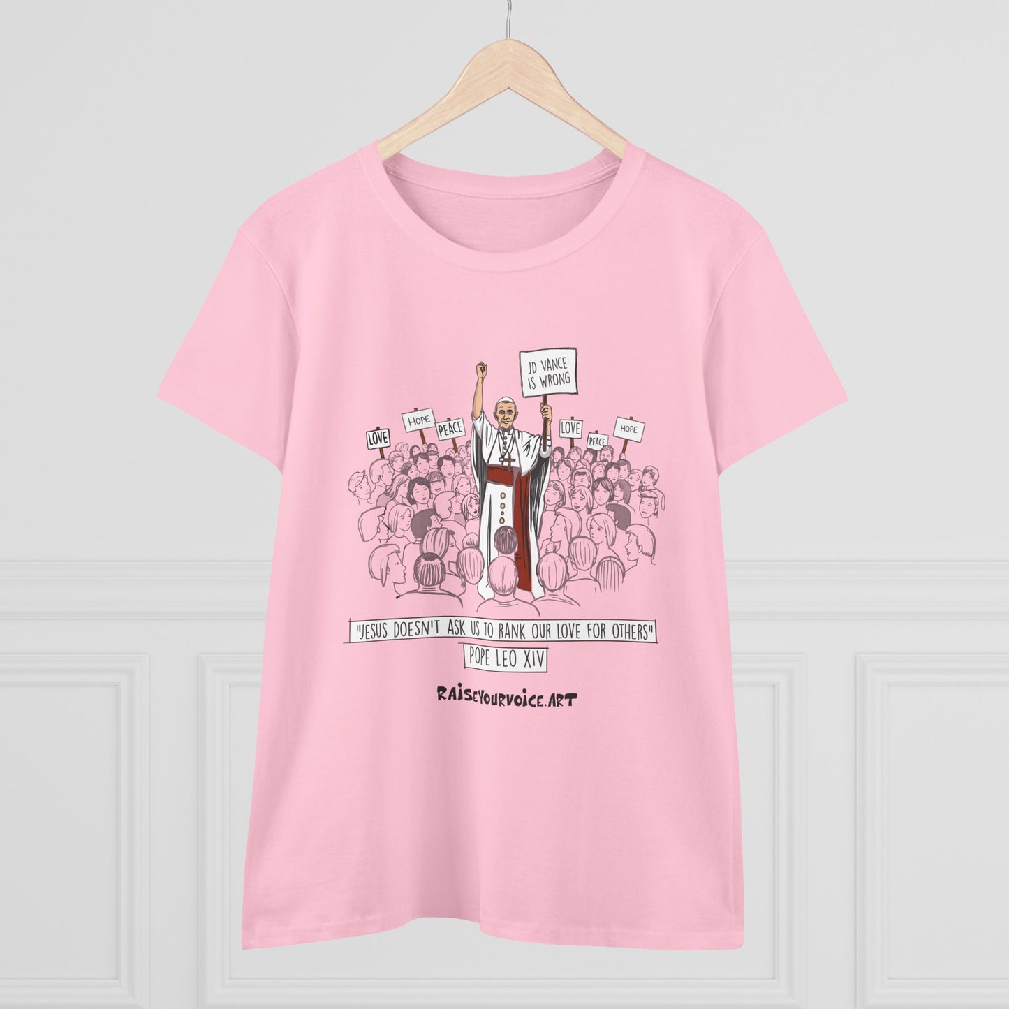 Inspirational Pope Leo Women's Midweight Cotton Tee - 'Love for Others' Pop Leo XIV Design