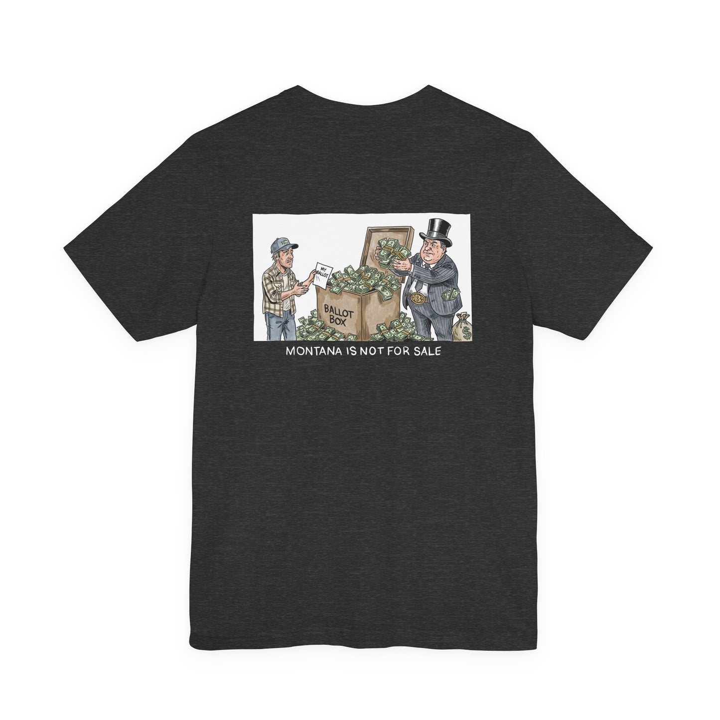 Montana Plan Ballot Box, image on back, unisex tee