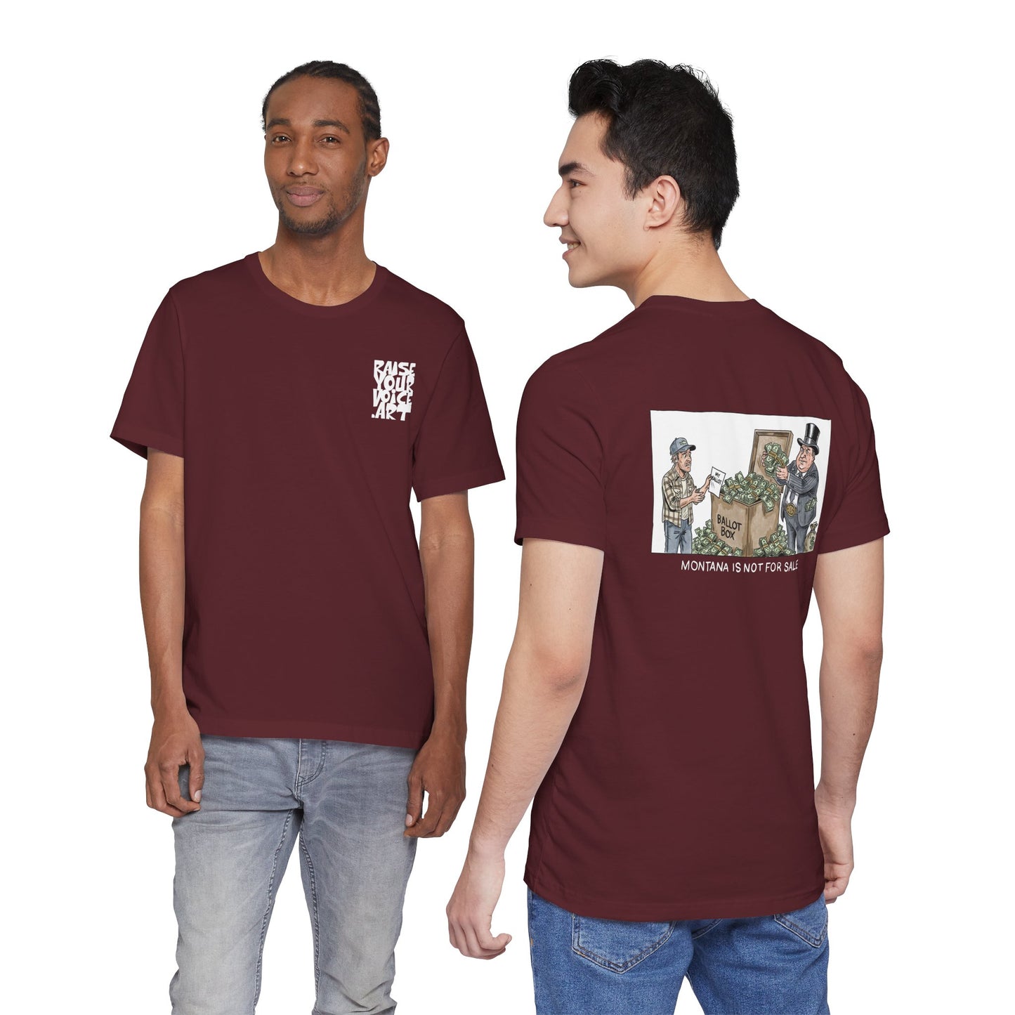 Montana Plan Ballot Box, image on back, unisex tee