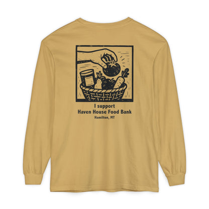 I support Haven House Food Bank – for all who enter, long sleeve tee