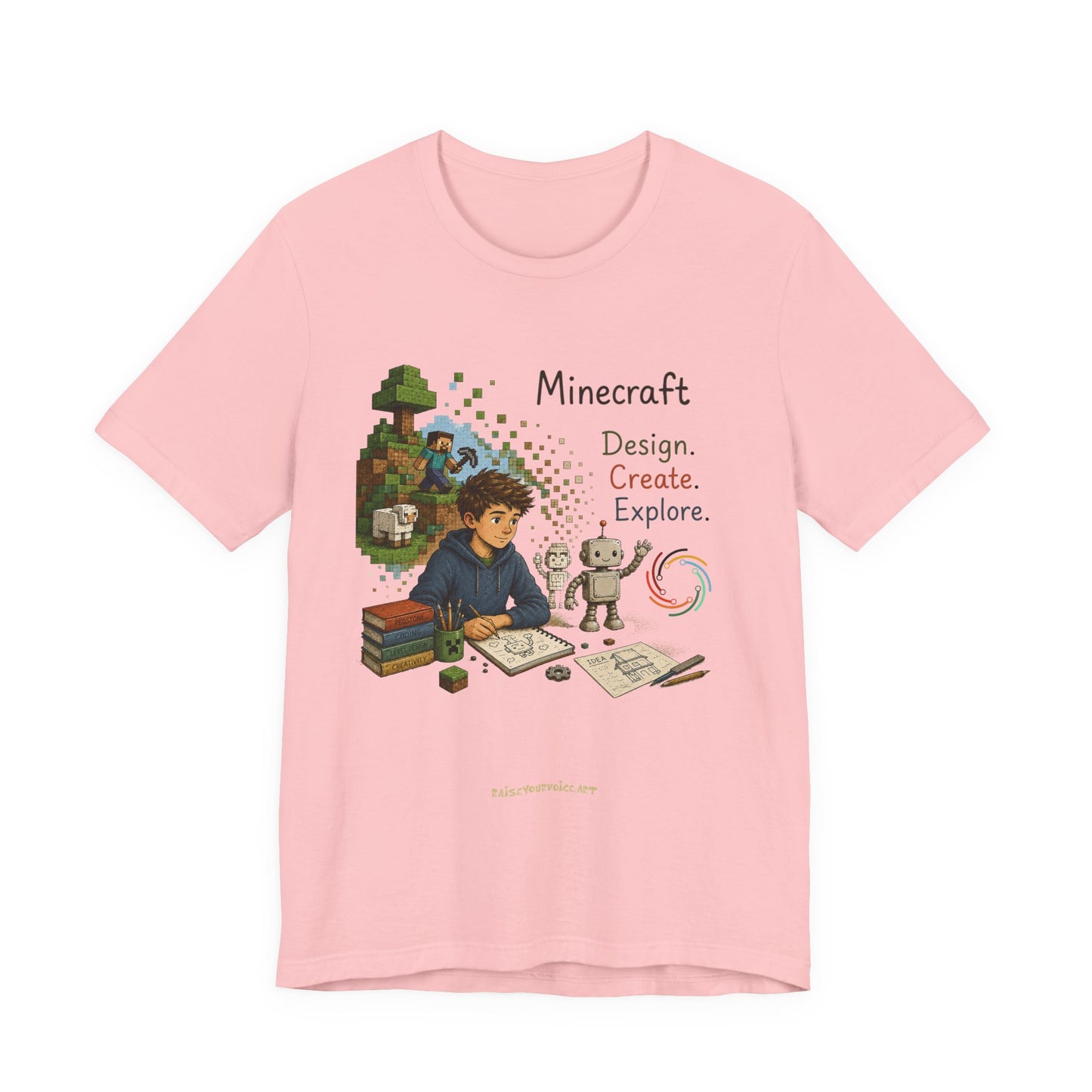 Coding for Kids Minecraft Design Create Explore  – Unisex Jersey Short Sleeve Tee