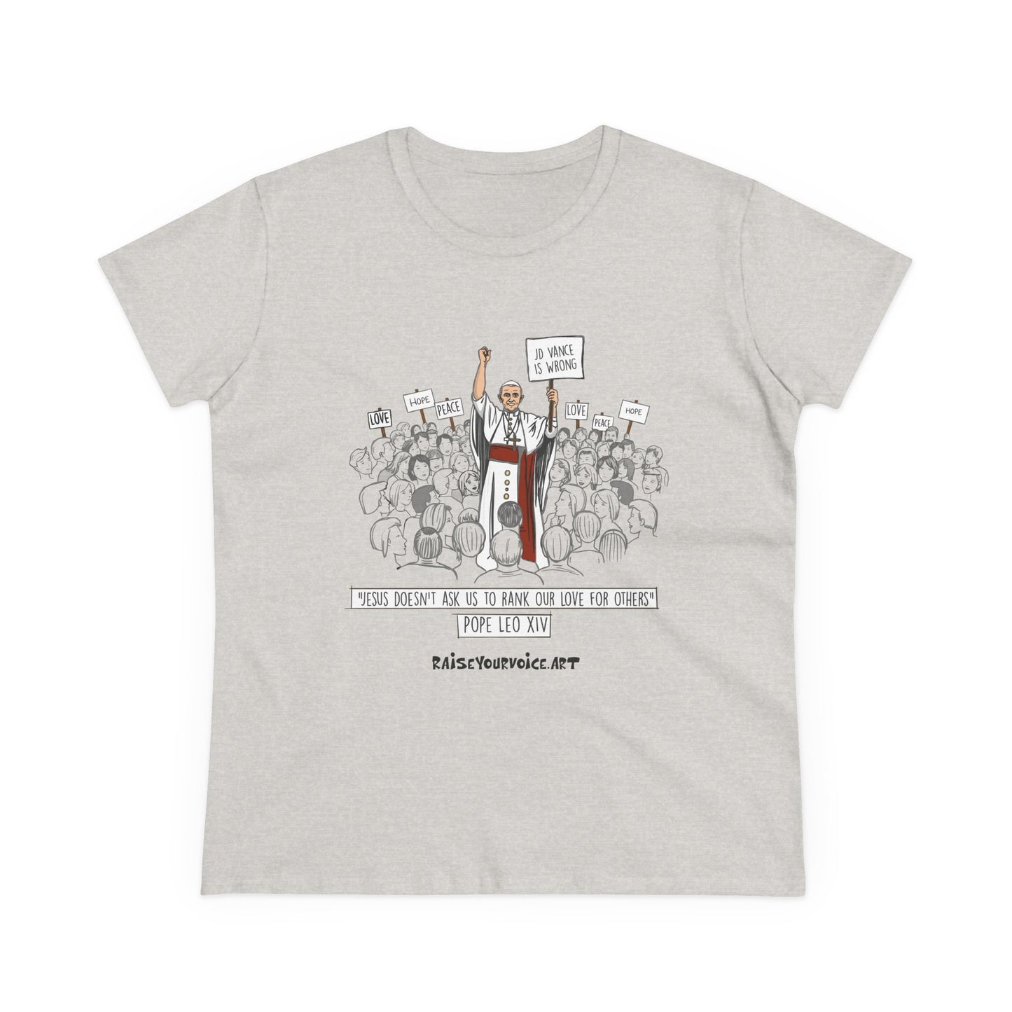 Inspirational Pope Leo Women's Midweight Cotton Tee - 'Love for Others' Pop Leo XIV Design