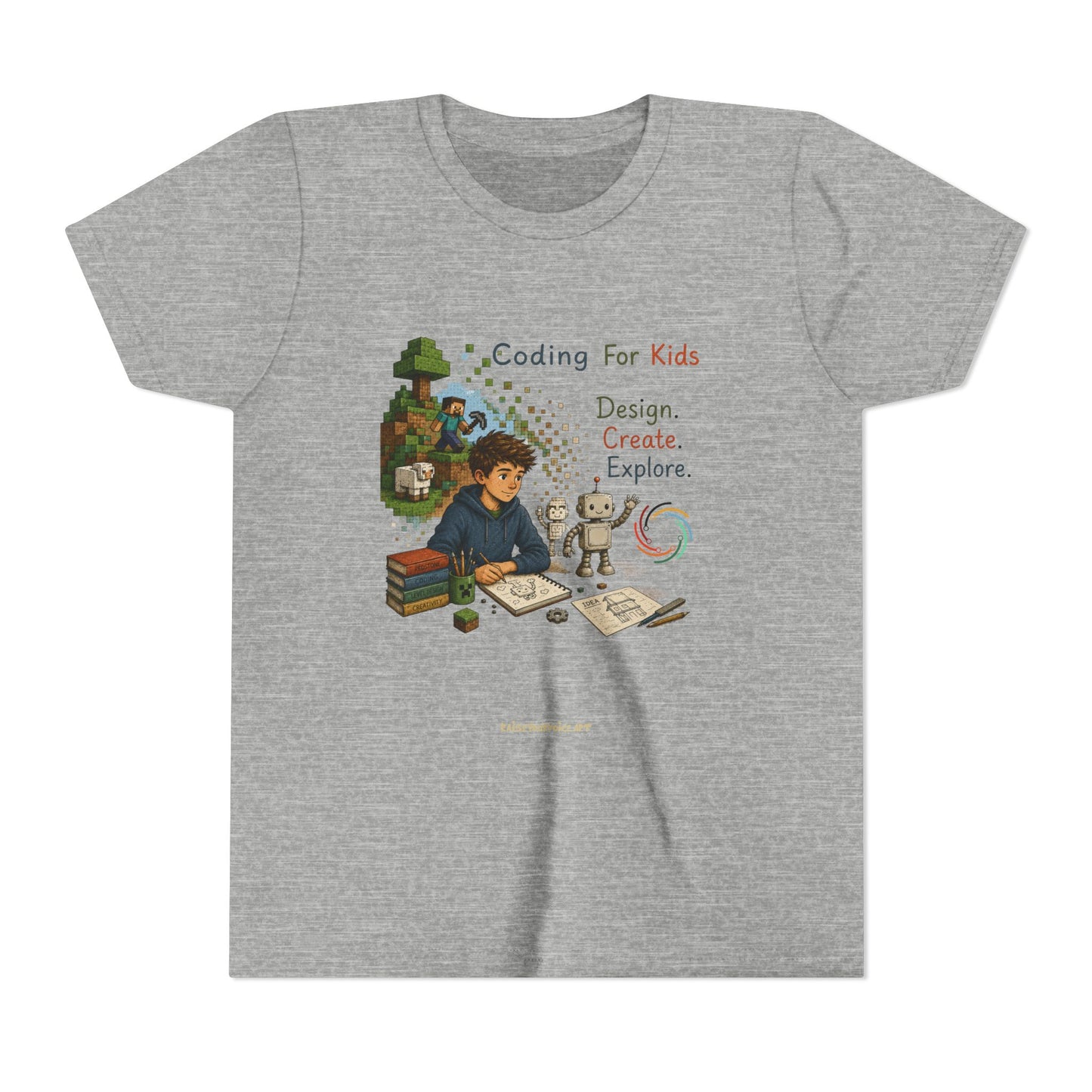 Coding For Kids Game Design Create Explore  – Youth Short Sleeve Tee