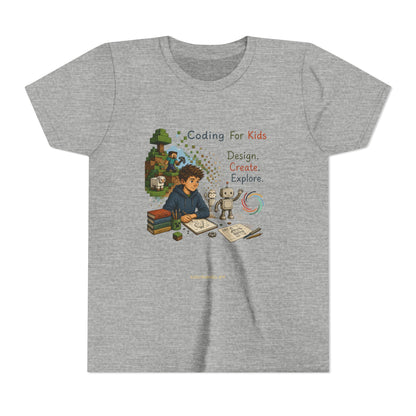 Coding For Kids Game Design Create Explore  – Youth Short Sleeve Tee