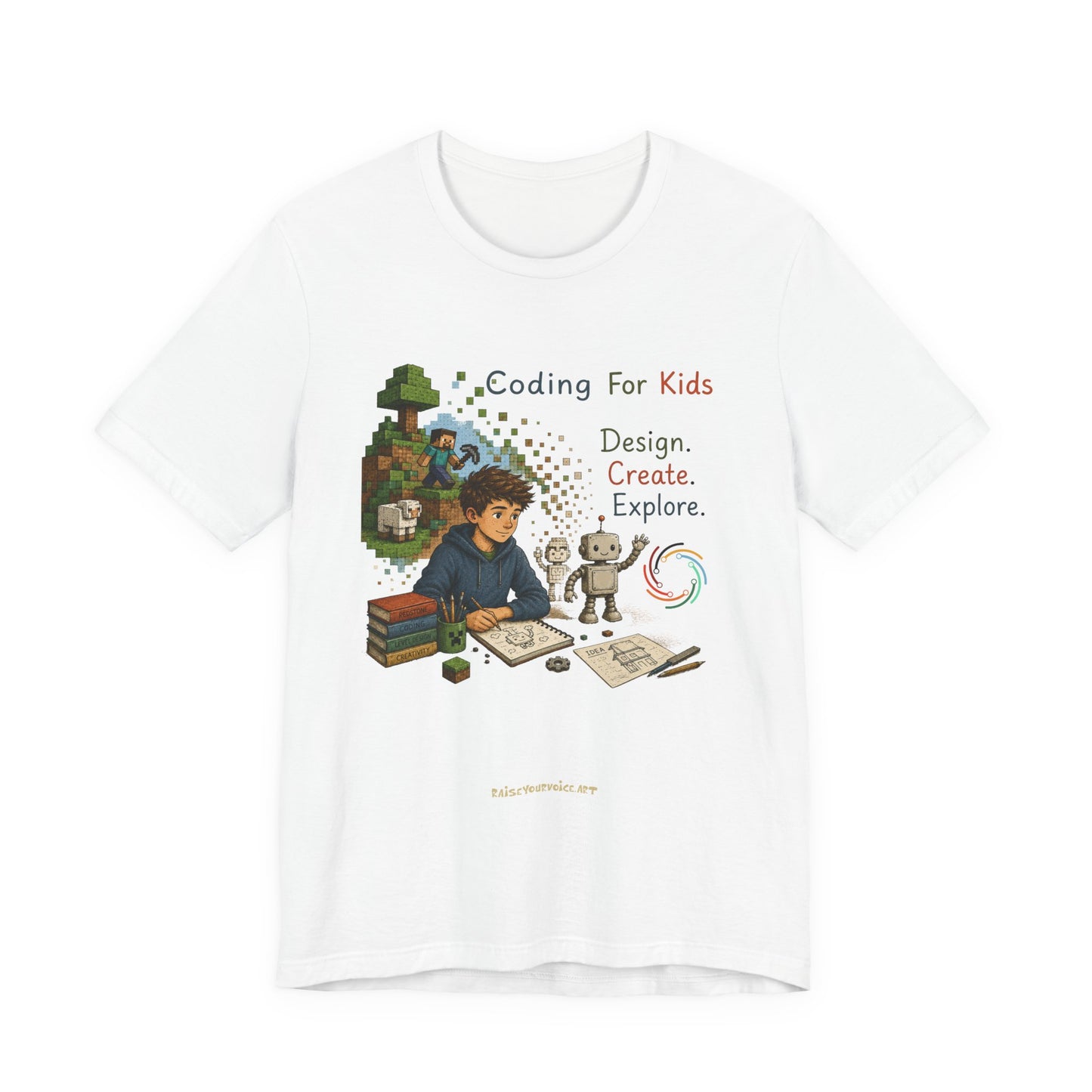 Coding for Kids Game Design Create Explore  – Unisex Jersey Short Sleeve Tee