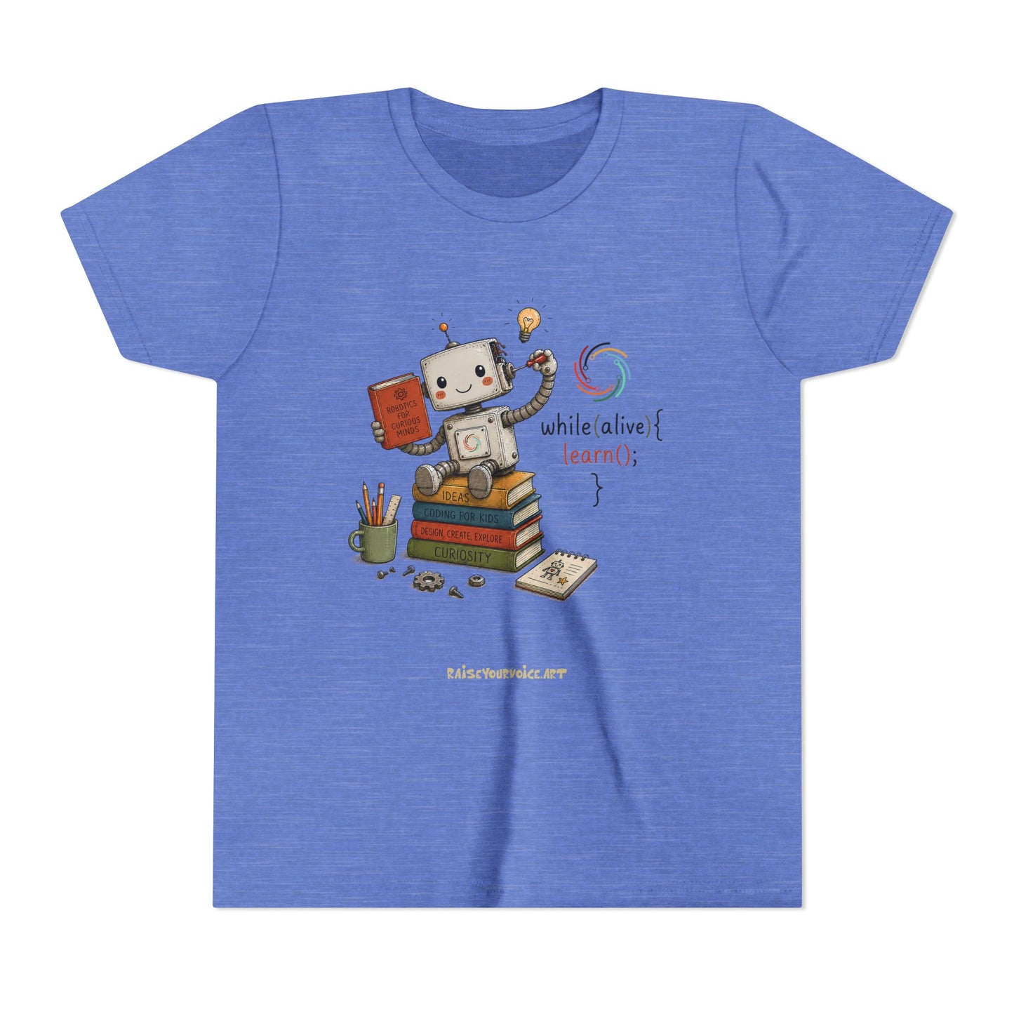 Coding for Kids while (alive) {learn ();} – Youth Short Sleeve Tee